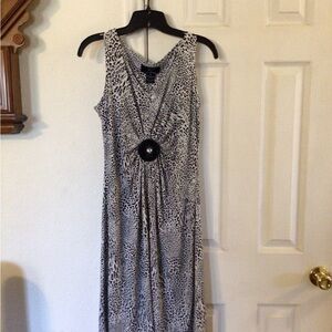 Lemmie for Nina Leonard, animal print dress, embellished beaded, black/white.